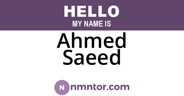 Ahmed Saeed