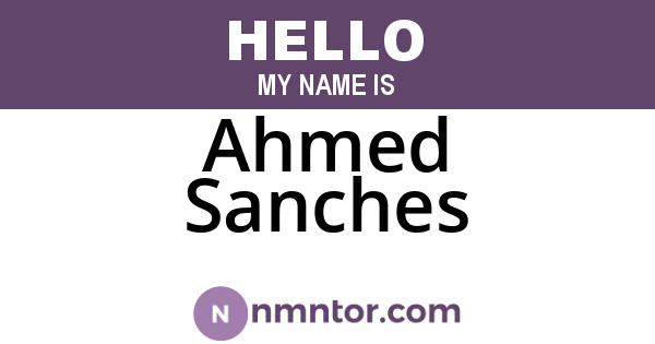 Ahmed Sanches