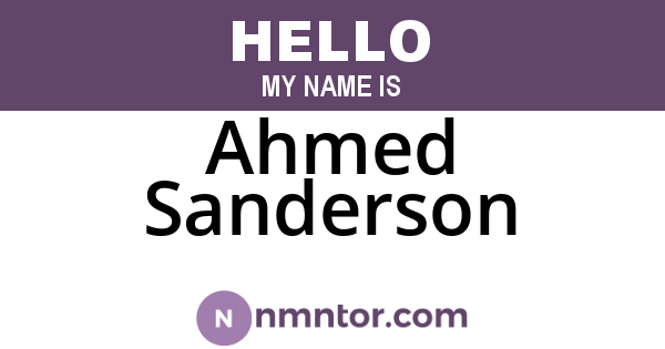 Ahmed Sanderson