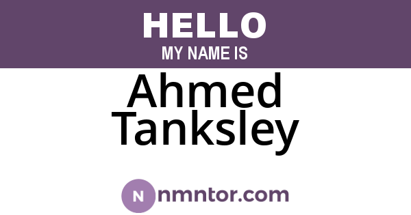 Ahmed Tanksley