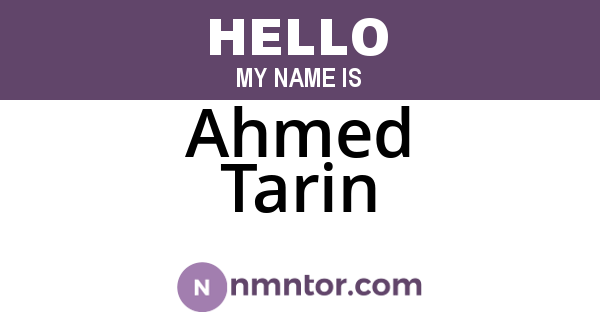 Ahmed Tarin