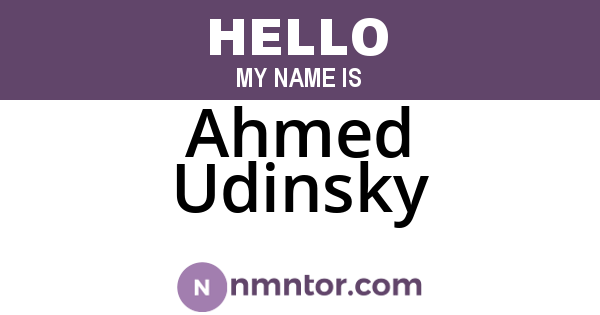Ahmed Udinsky