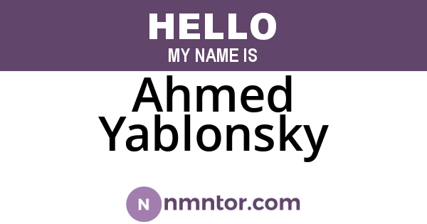 Ahmed Yablonsky