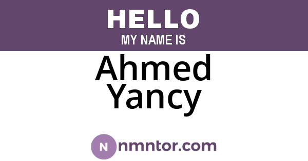 Ahmed Yancy