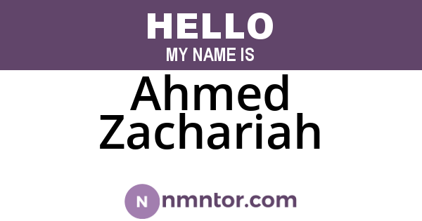 Ahmed Zachariah