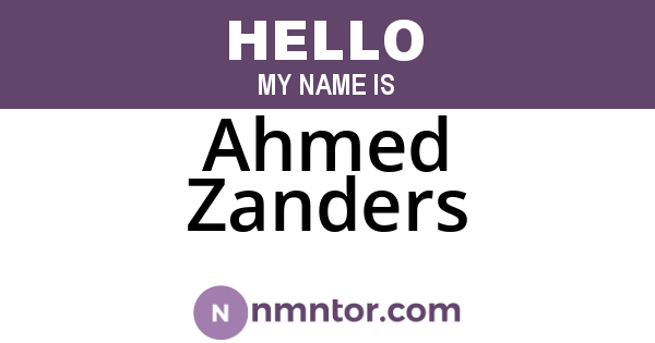 Ahmed Zanders