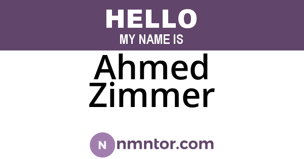 Ahmed Zimmer