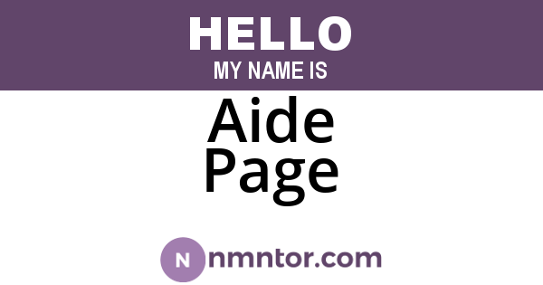 Aide Page