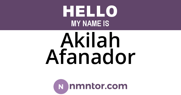 Akilah Afanador