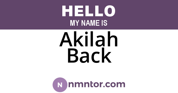 Akilah Back