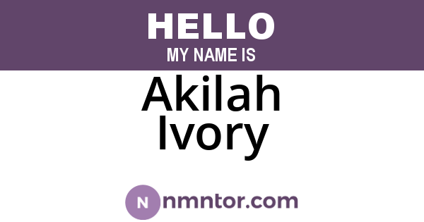 Akilah Ivory
