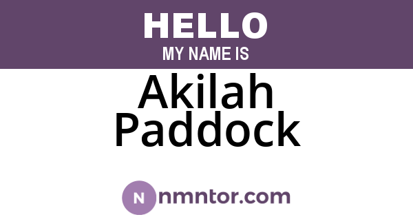 Akilah Paddock