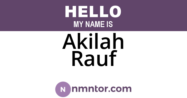 Akilah Rauf