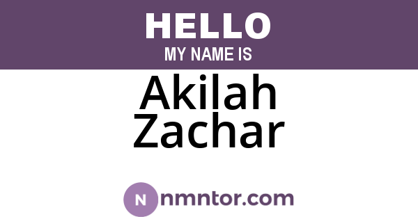 Akilah Zachar