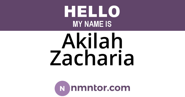 Akilah Zacharia