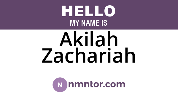 Akilah Zachariah