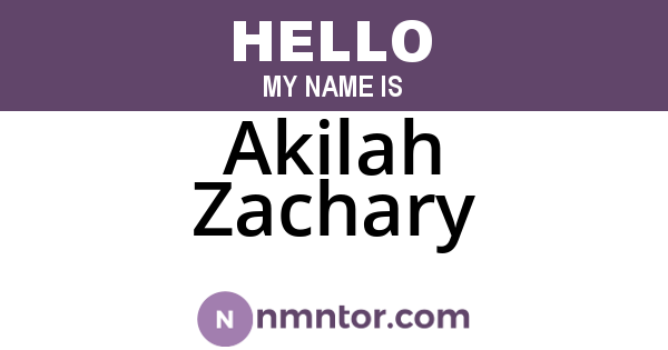 Akilah Zachary