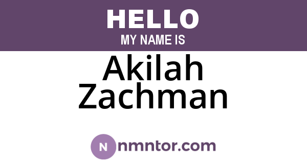 Akilah Zachman