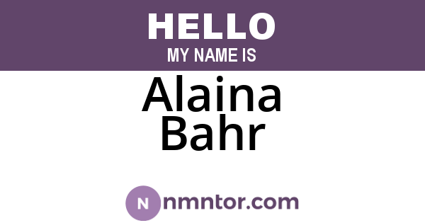Alaina Bahr