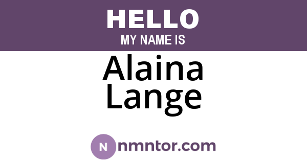 Alaina Lange