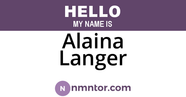 Alaina Langer