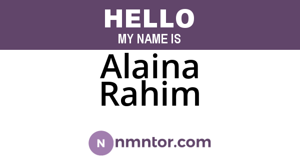 Alaina Rahim