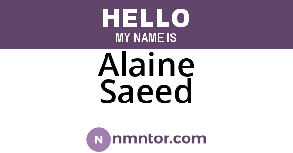 Alaine Saeed