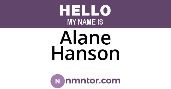 Alane Hanson