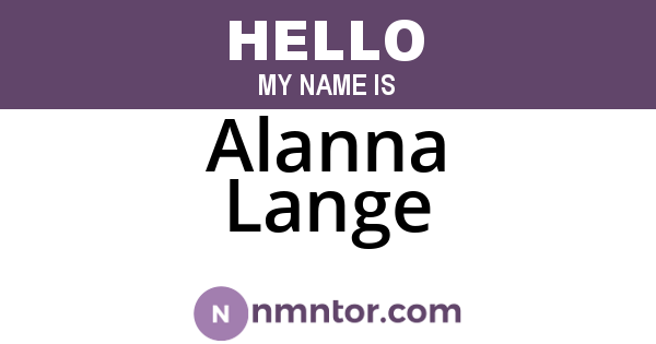 Alanna Lange