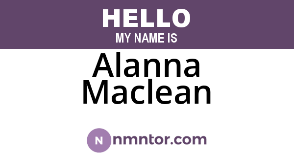 Alanna Maclean
