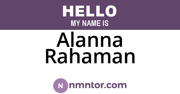 Alanna Rahaman