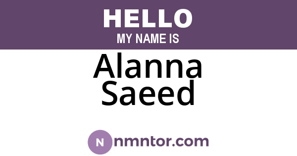 Alanna Saeed