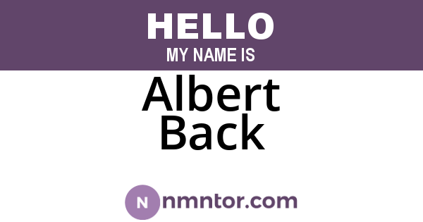 Albert Back