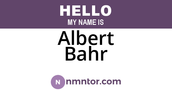Albert Bahr