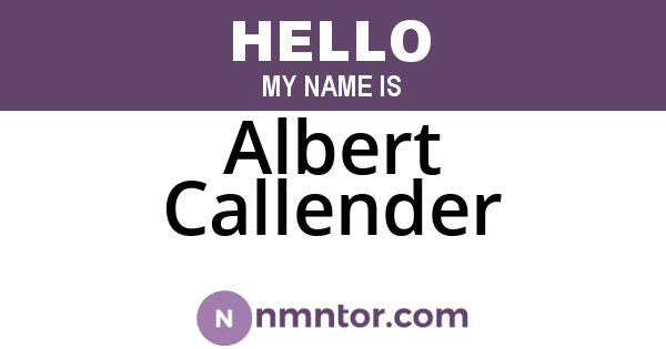 Albert Callender