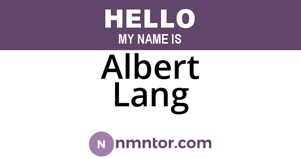 Albert Lang