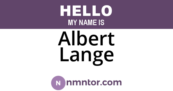 Albert Lange