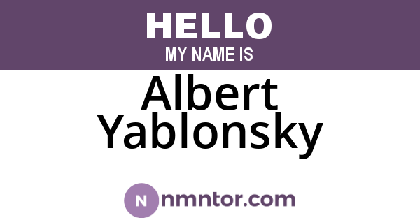 Albert Yablonsky