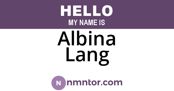 Albina Lang