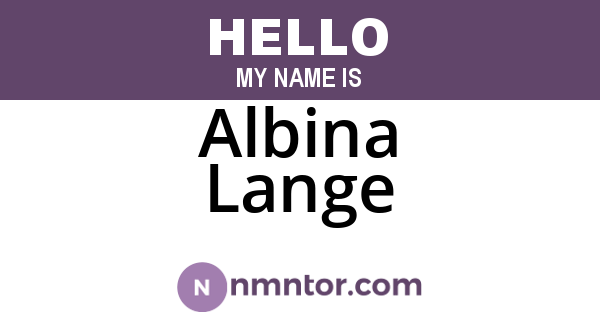 Albina Lange