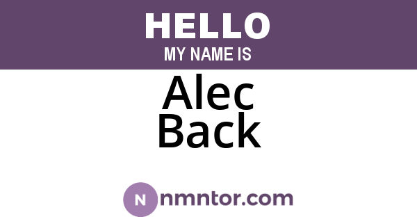 Alec Back