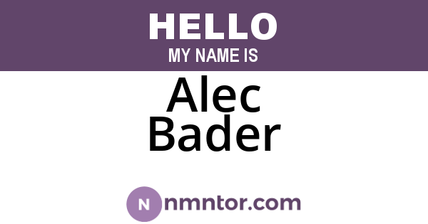 Alec Bader