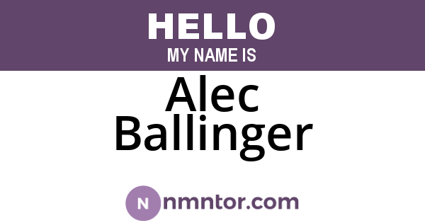 Alec Ballinger