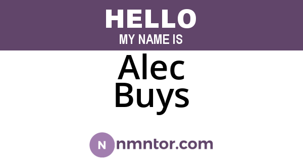 Alec Buys