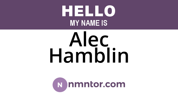 Alec Hamblin