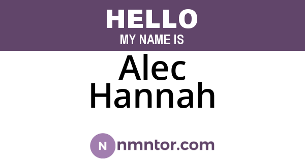 Alec Hannah
