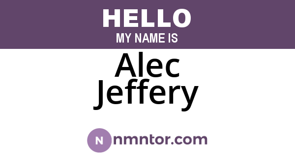 Alec Jeffery