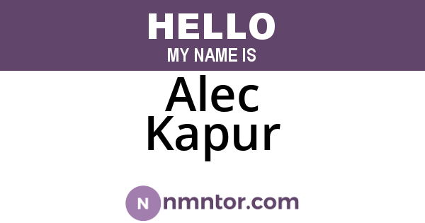 Alec Kapur