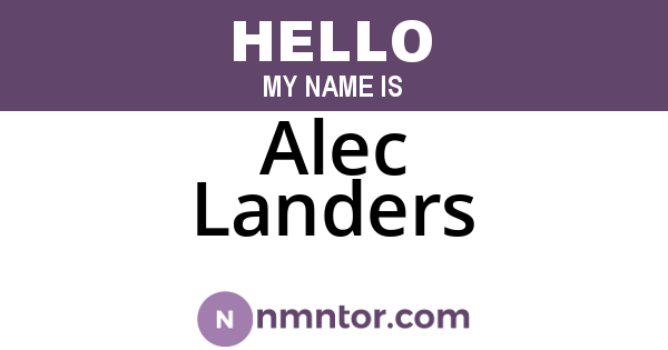Alec Landers