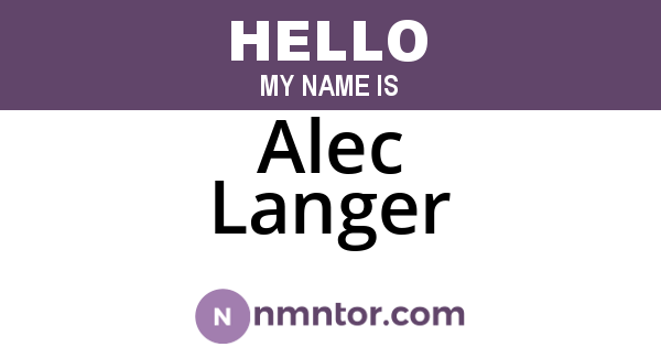 Alec Langer